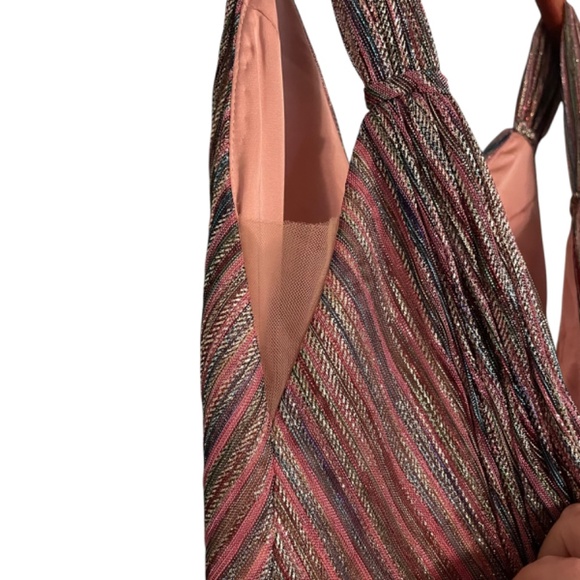 Catherine Deane NWT NIkola Pleated Empire Goddess Metallic Stripe Dress Size 0‎ - Picture 4 of 12